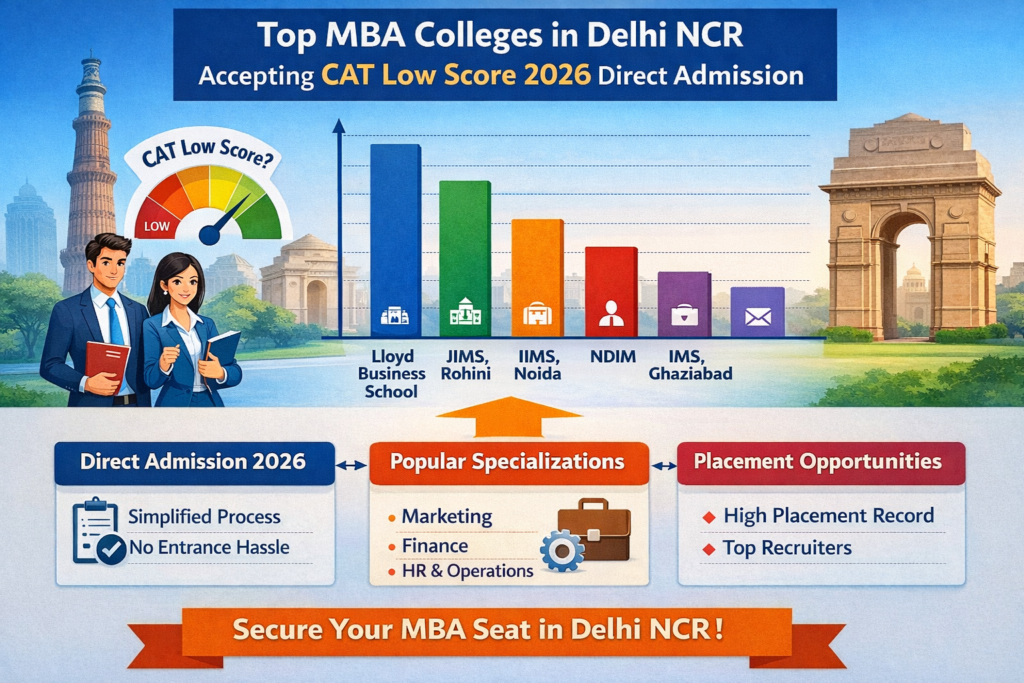 Top MBA Colleges in Delhi NCR Accepting CAT Low Score 2026