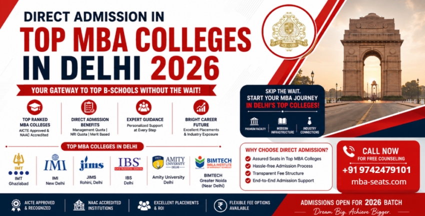 Direct Admission in Top MBA Colleges in Delhi 2026 – Fees, Eligibility & Admission Process
