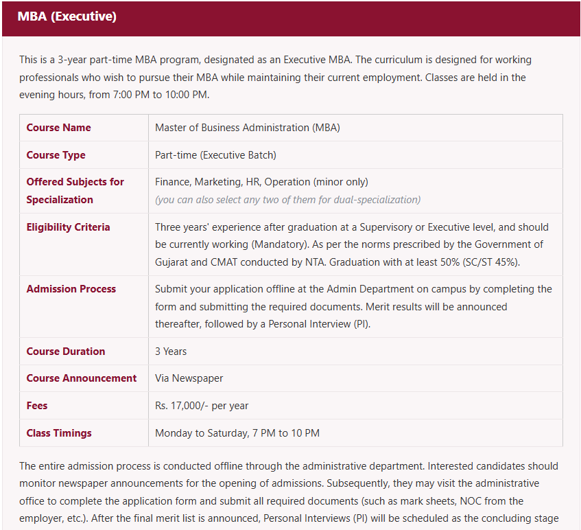 2026 MBA Direct Admission in BK School of Management.